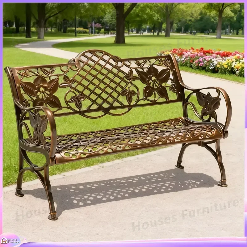 Outdoor Aluminum Alloy Bench Park Garden Seating Weatherproof Metal Scenic Area Seat Durable Public Furniture for Patio