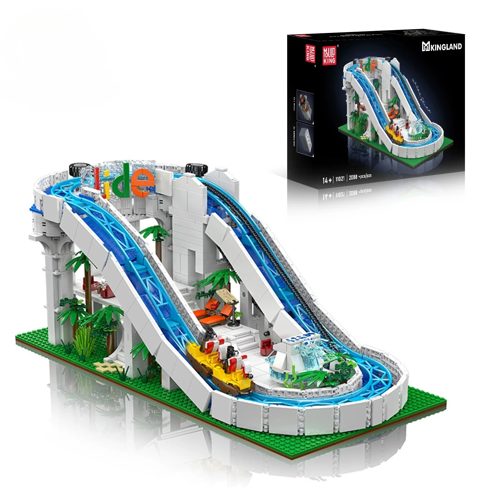 

2088 шт., креативный эксперт MOC, аквапарк, водная горка, строительные блоки, модульная модель с двигателем, сделай сам, сборка, игрушки, подарок для детей и взрослых