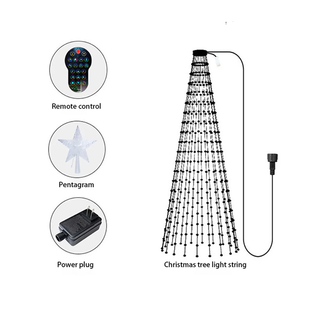 Adornos para árbol de Navidad, luces iDeal, controles de aplicación LED, imágenes DIY, RGB IC, cadena de luces de cascada navideña