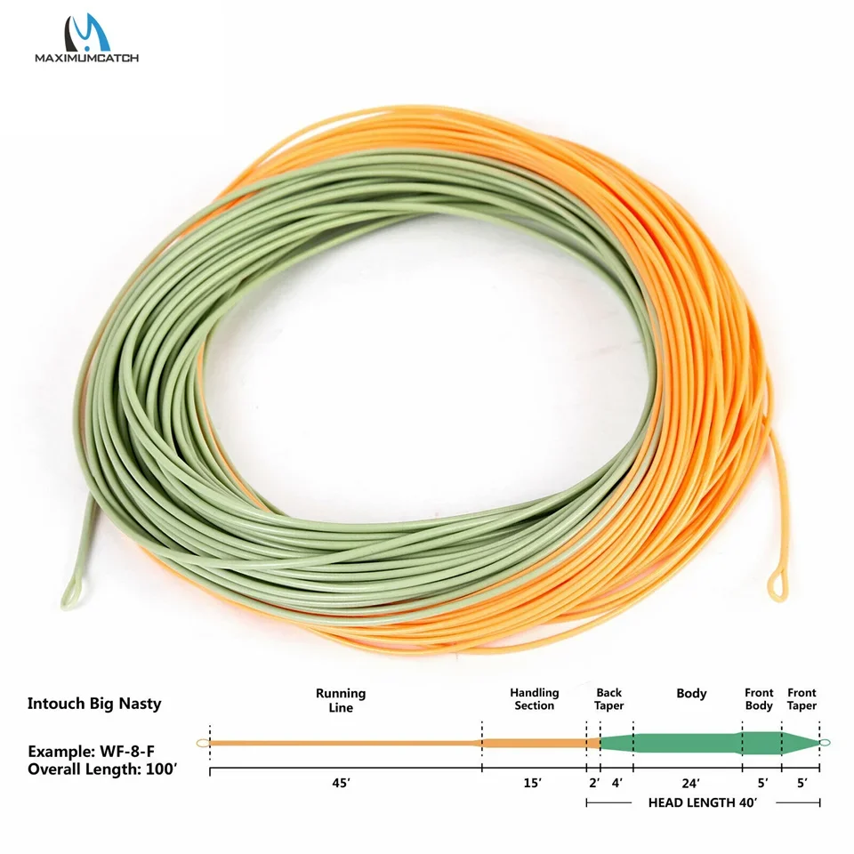 MAXCATCH 100ft Saltwater Fly Fishing Line 6-10WT Weight Forward Floating Fly Line for Real Salmon Steelhead Tarpon Big Nasty
