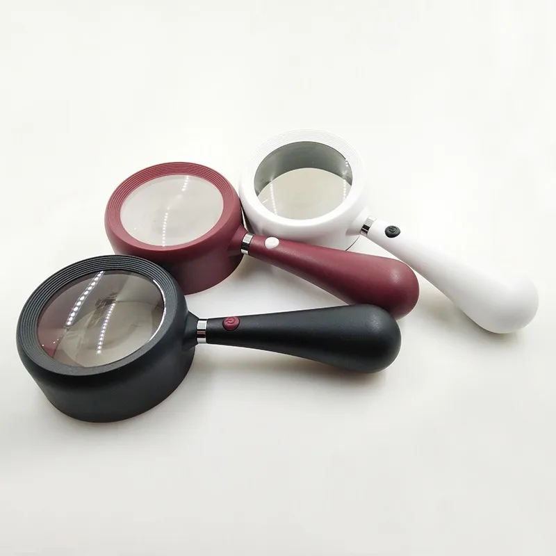 

Handheld Optical Acrylic Lens Newspaper Reading Helping Hands Magnifier 3x Lighted Magnifying Glass with Light Loupe 10LED