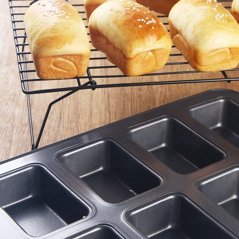 Eight Consecutive Nonstick Toast Molds 8-Hole Brownie Cake Bread Pan Mold Mini Submarine Sandwich Mold Baking Pan