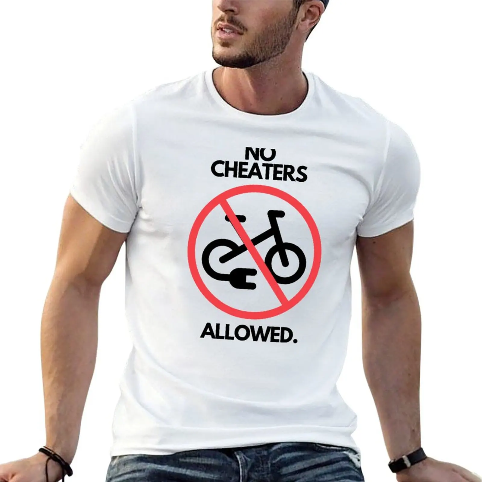 No Cheaters (E-bikers) Allowed! T-Shirt Basic Regular Fit Casual T-Shirt