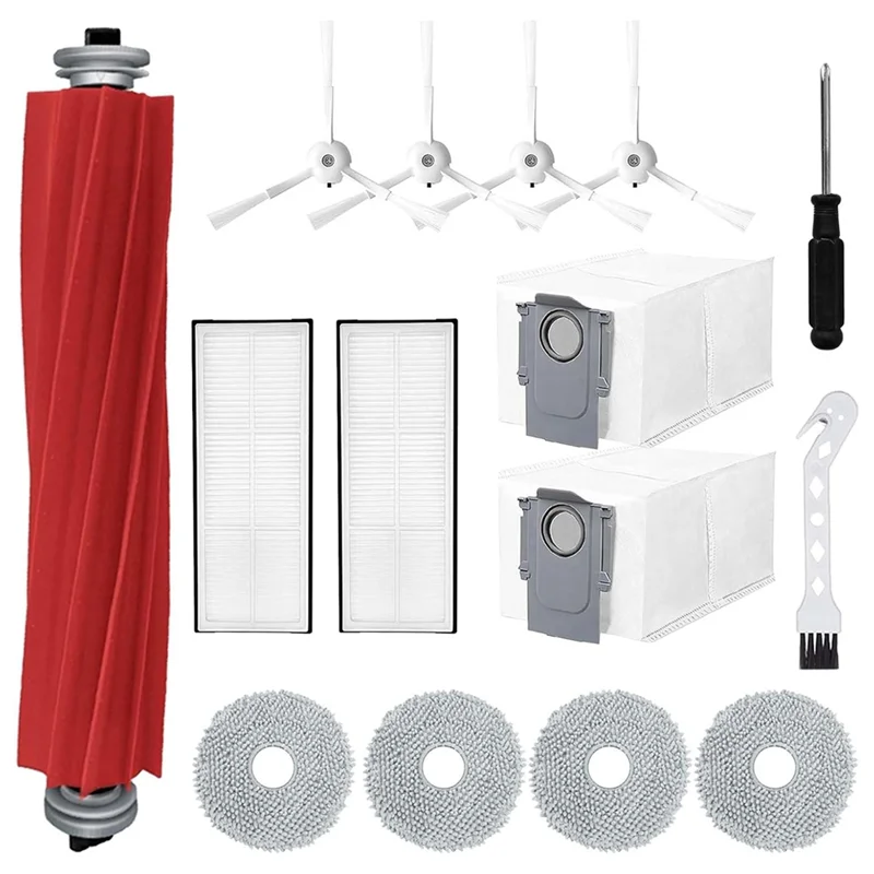 Accessory Set For Roborock Q Revo/P10 Robot Vacuum Cleaner,Replacement Part With Main Brush Wipes Dust Bags Side Brushes-Y48A