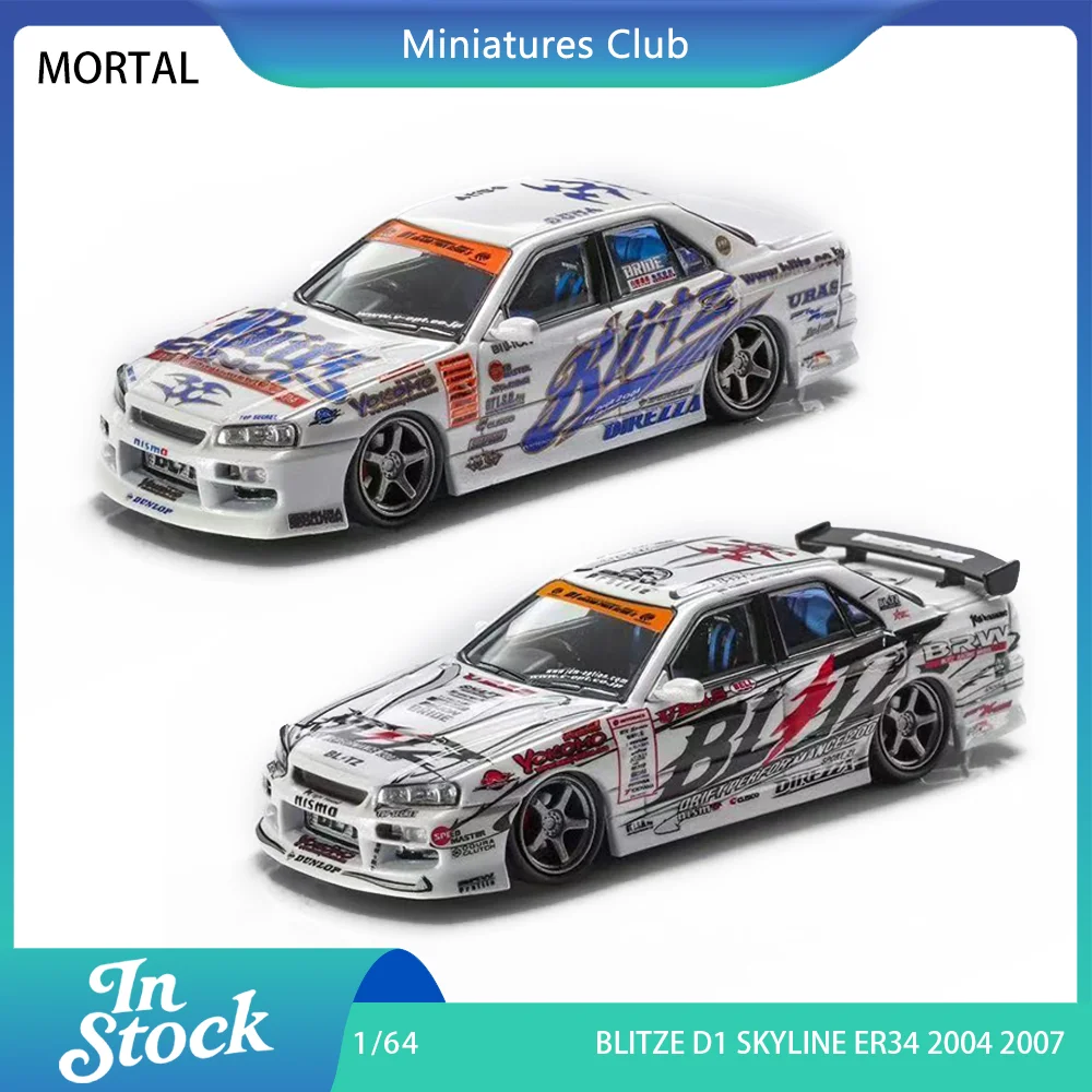

Mortal 1:64 Nissan BLITZE D1 SKYLINE ER34 2004 2007 2005 Ken Nomura Alloy Premium Diecast Car Model Vehicle Collectible