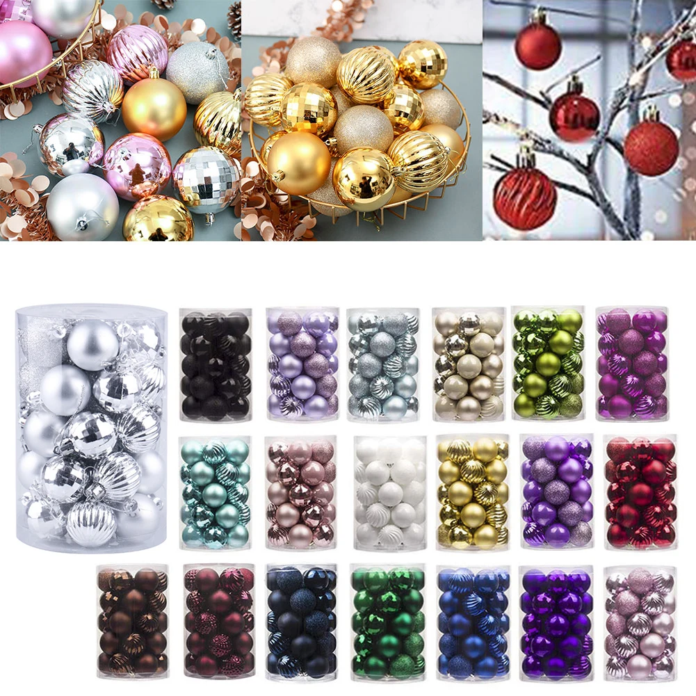 

34PCS Christmas Ball Ornaments 40mm Shatterproof Set for Holiday Tree Decorating and Festive Displays with Storage Box
