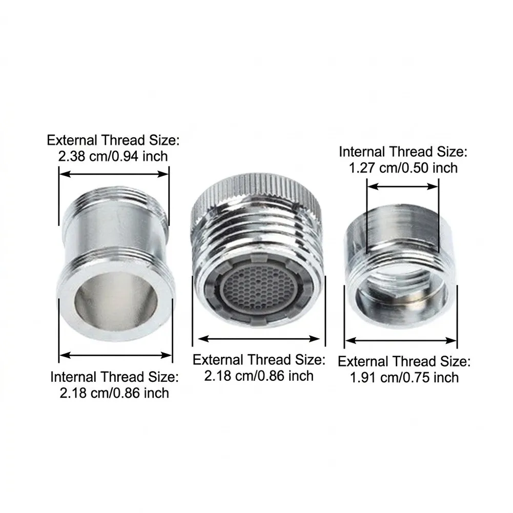 Chrome Plated Solid Brass Adapter Kit for Garden Hose Use Includes 55/64 Female 15/16 Male and G1/2 Internal Threads