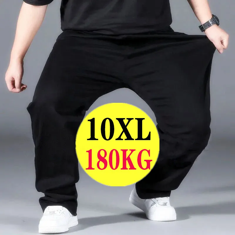 10XL Black Casual Pants Mens Oversized Joggers Sweatpants Breathable Baggy Trousers Men Elastic Waist Quick Dry Pants Streetwear