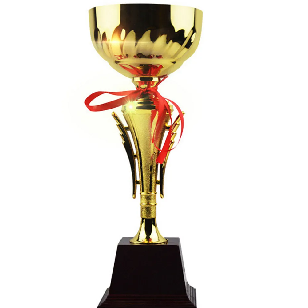 1Pcs Metal Trophy Golden Cup Black Base Sports Competition Award for School Tournament Game Basketball Match