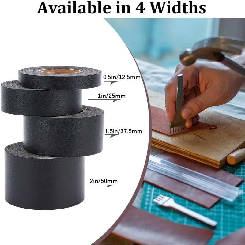 2 x 79 Black Leather Strap Double-Sided Lychee Pattern Flat Leather Strips 1.7mm Thick Soft Faux Leather Cord Strings