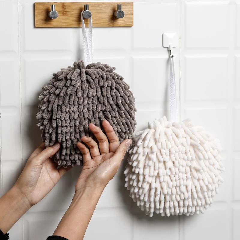 Chenille Hand Towels Wipe Hands Towel Ball Absorbent Quick Dry Sponge Wall-Mounted Bathroom Soft Plush Loops Cleaning Cloths