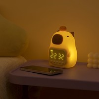 Children Gift Cartoon Capybara Alarm Clock USB Rechargeable Silicone Capybara Night Light LED ABS Bedside LED Clock Living Room