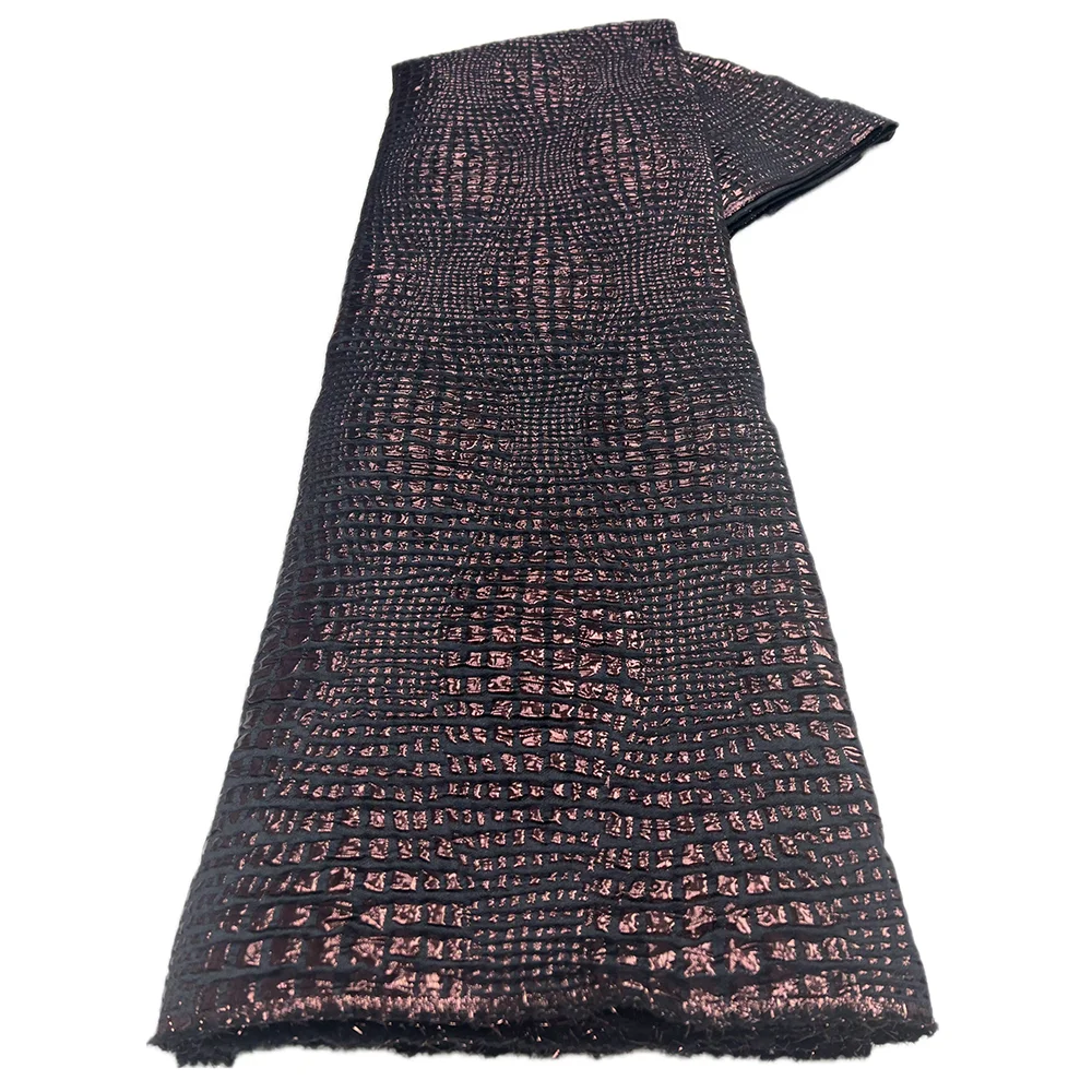 2026 Latest Jacquard Lace Fabric High Quality African Gilding Brocade Lace Fabric 5 Yards for Nigerian Wedding Bridal Party