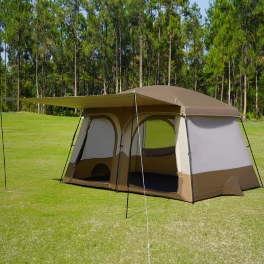 

Tents 3-4 Person Camping Tent with Extended Vestibule Weather Resistant Family Tents with Breathable Mesh Windows Easy Install