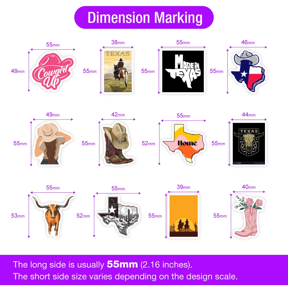 Texas State Logo Stickers Art Design Clipart DIY Gift Toys Decal for Laptop Scrapbook Phone Decorative Luggage Bottle Waterproof