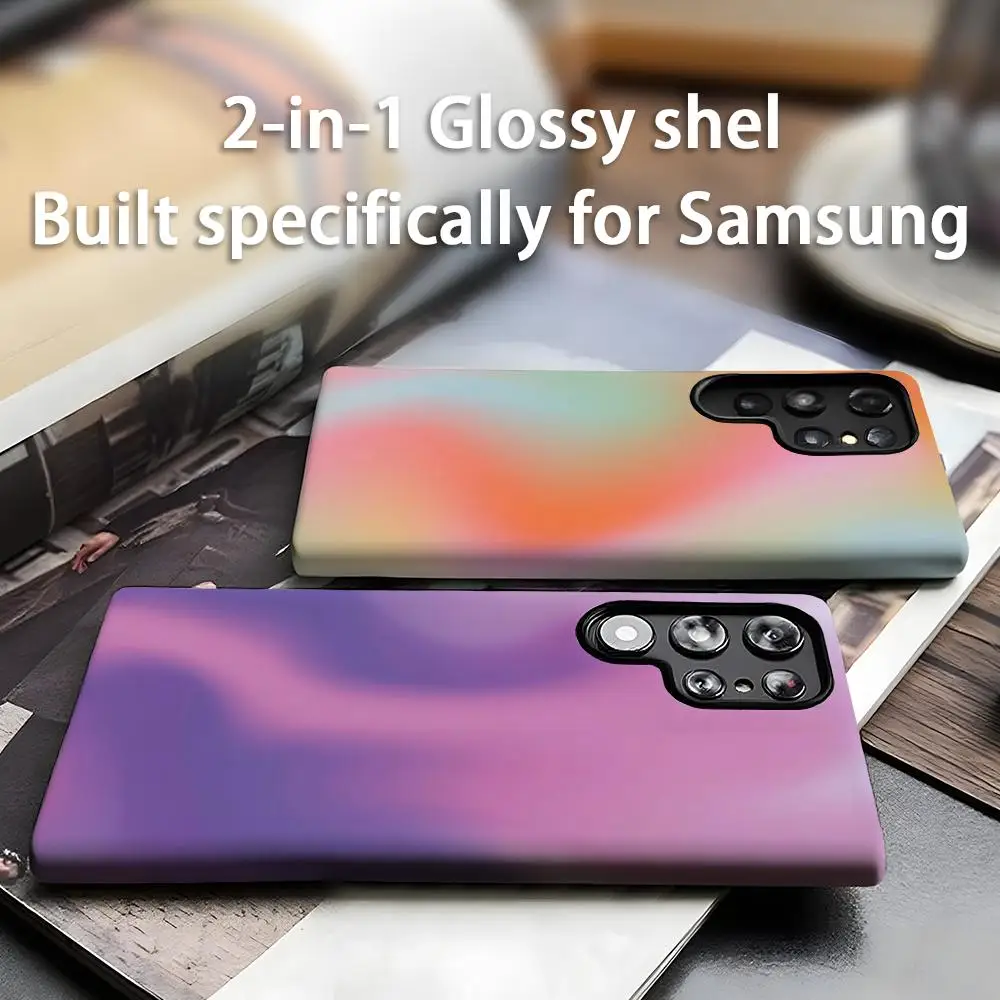 Gradient color simple stylish pattern Phone Case For Samsung Galaxy S25 S24 S23 S22 S21 Plus Ultra 2-in-1 Glossy shell