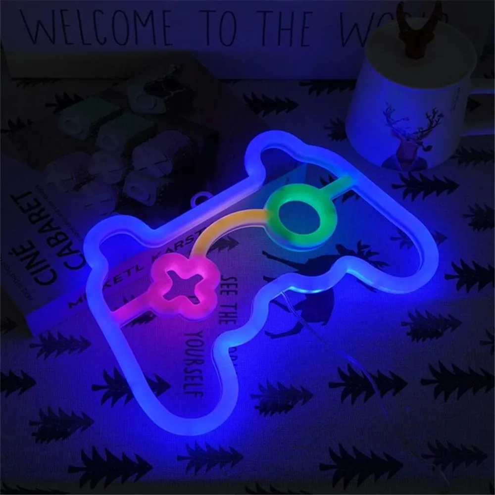 1 قطعة USB LED لعبة وحدة التحكم ضوء النيون ، وحدة تحكم ألعاب ضوء الليل ، مناسبة لغرف الألعاب والحفلات وديكور الجدران