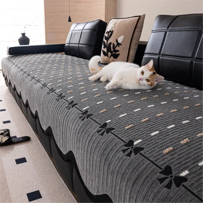Light Luxury Irregular Sofa Pad Advanced Wave Edge Pet Friendly Couch Mat Shenier Thick Skin Friendly Durable Sofa Cover Cloth