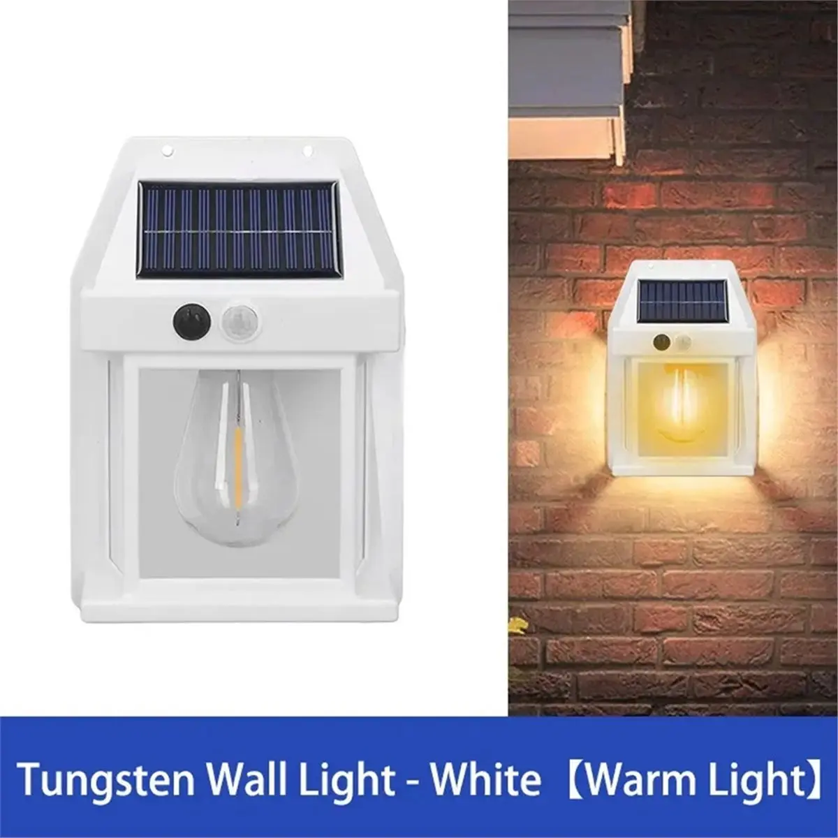 newA10R 2PCS Solar Tungstens Night Lamp Intelligent Motion Sensor Wall Lamp 3 Lighting Modes Waterproof Courtyard Garden Decor