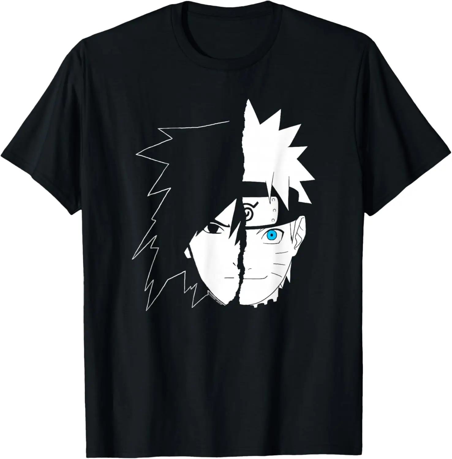 Naruto Sasuke Split Face Anime T-Shirt S-6XL