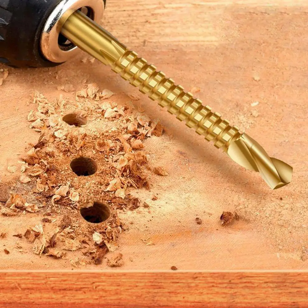 3-10mm Coated HSS Twist Drill Bits Serrated Side Cutting Hex Shank for Wood Plastic Metal Hole Drilling Use
