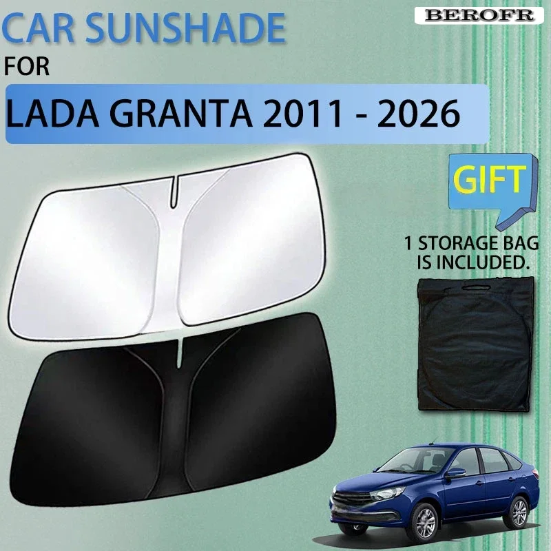 Car Summer Sunshade For Lada Granta Sedan 2018 2015 2013 2011 - 2026 Accessories Front Window Sun Protector UV Storage Stickers
