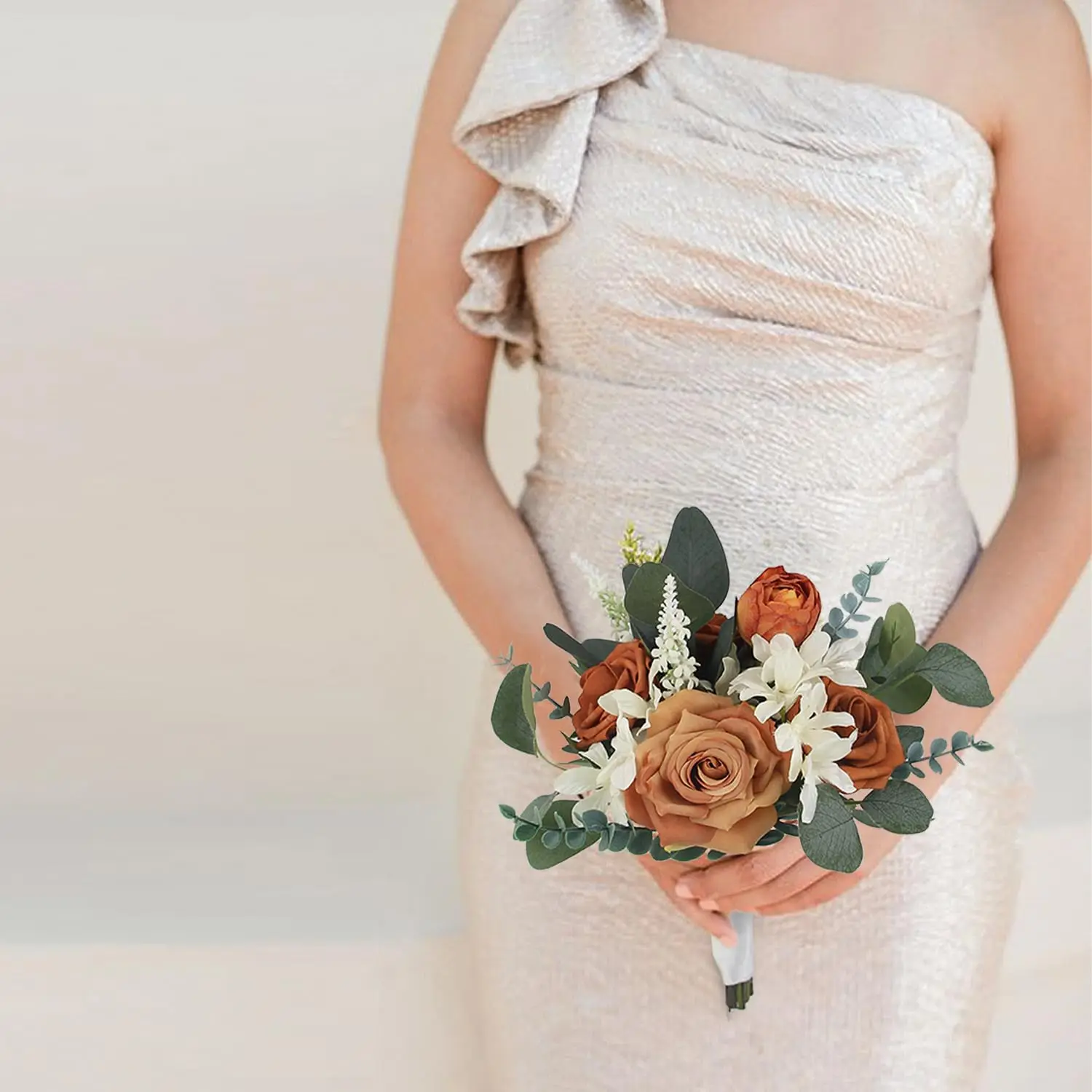 باقات زفاف الخريف لوصيفات العروس المحروقة باللون البرتقالي المريمية باقة وصيفة العروس الاصطناعية لحفلات الزفاف وحفلات التخرج باقة زهور صغيرة