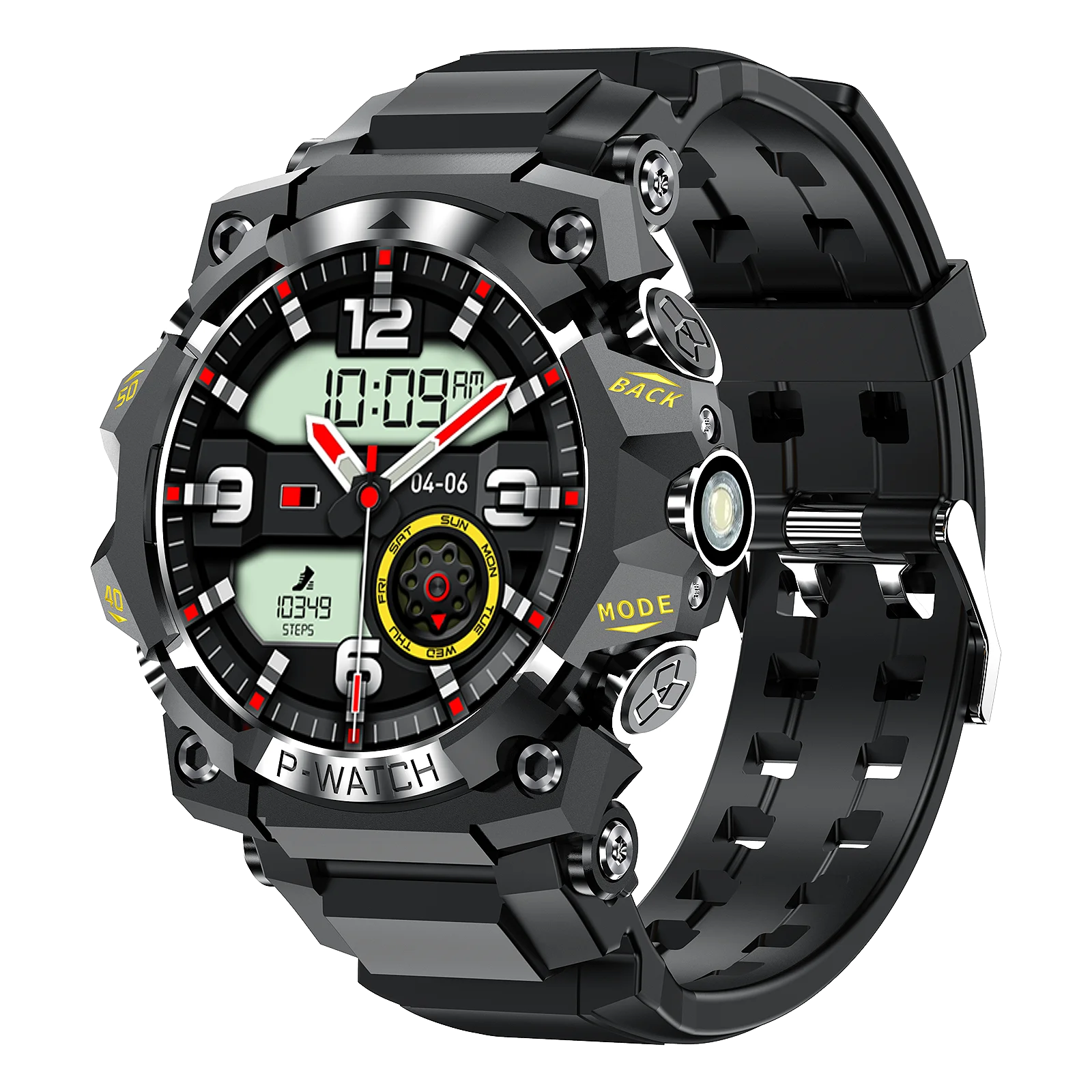 

PG222 Smart Watch LED Flashlight Bluetooth Call Watches Heart Rate Health Sleep Monitor Military Outdoor Sports Smartwatch IP68
