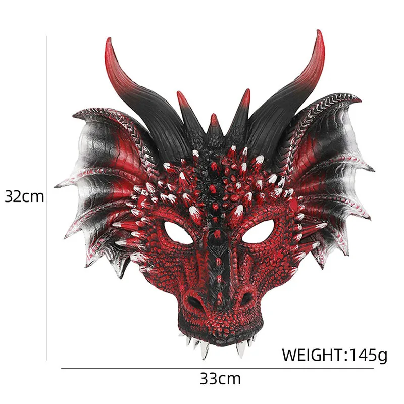 Red Devil Masks Horns Scary Horror Hornghost Ram Half Party Props Costume Dragon Face Cosplaycostumes