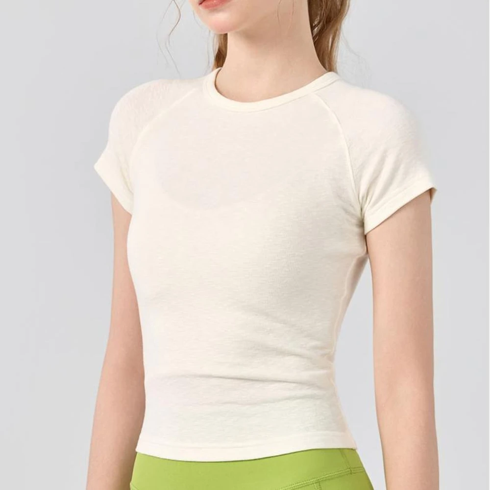 

MIML 2025 Summer Women Clothing Women's Yoga Top Round Neck Slim Fit Short Sleeve T-Shirt Outdoor Sports Fitness Shirt