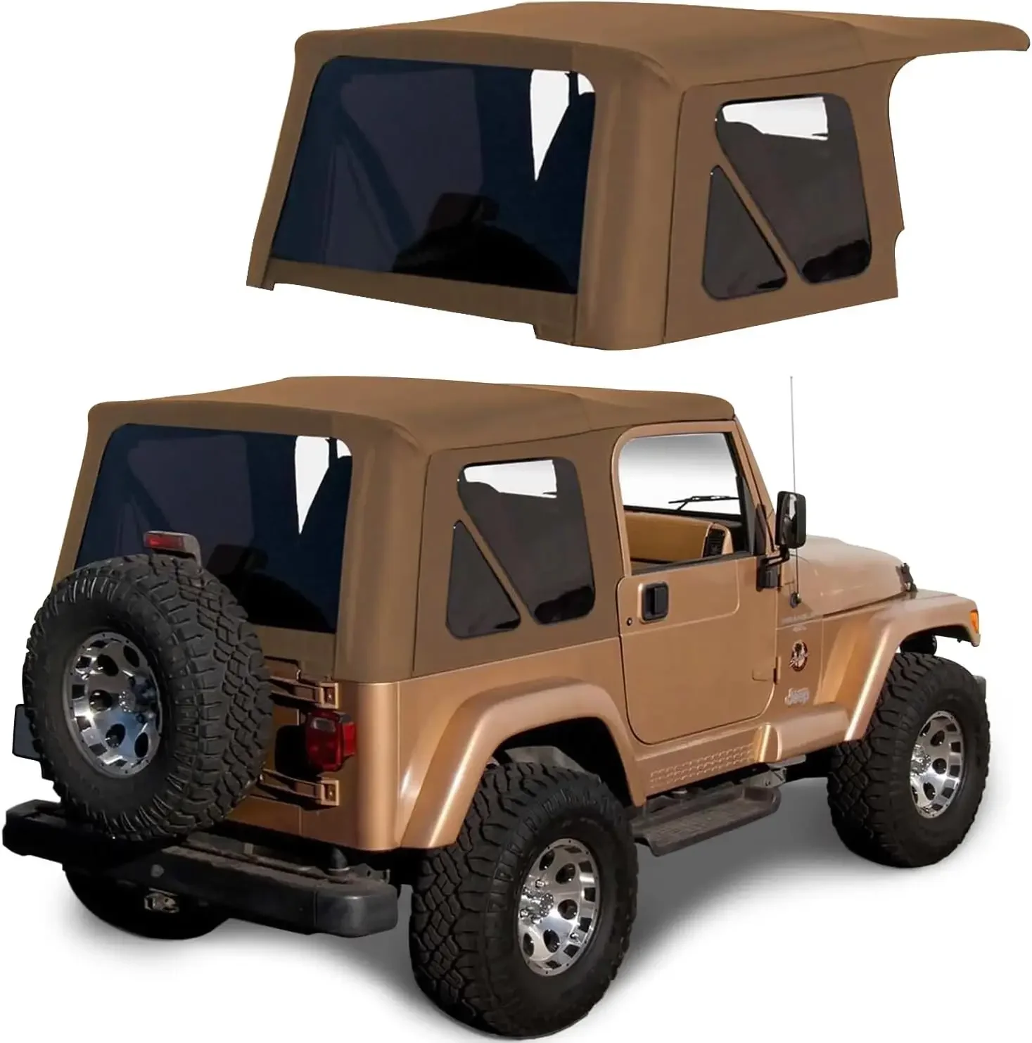 Offroad Soft Top for 1997 to 2006 Jeep Wrangler TJ - Spice, Sailcloth Vinyl - 2 Door Jeep Soft Top with Rear Plastic Tinted