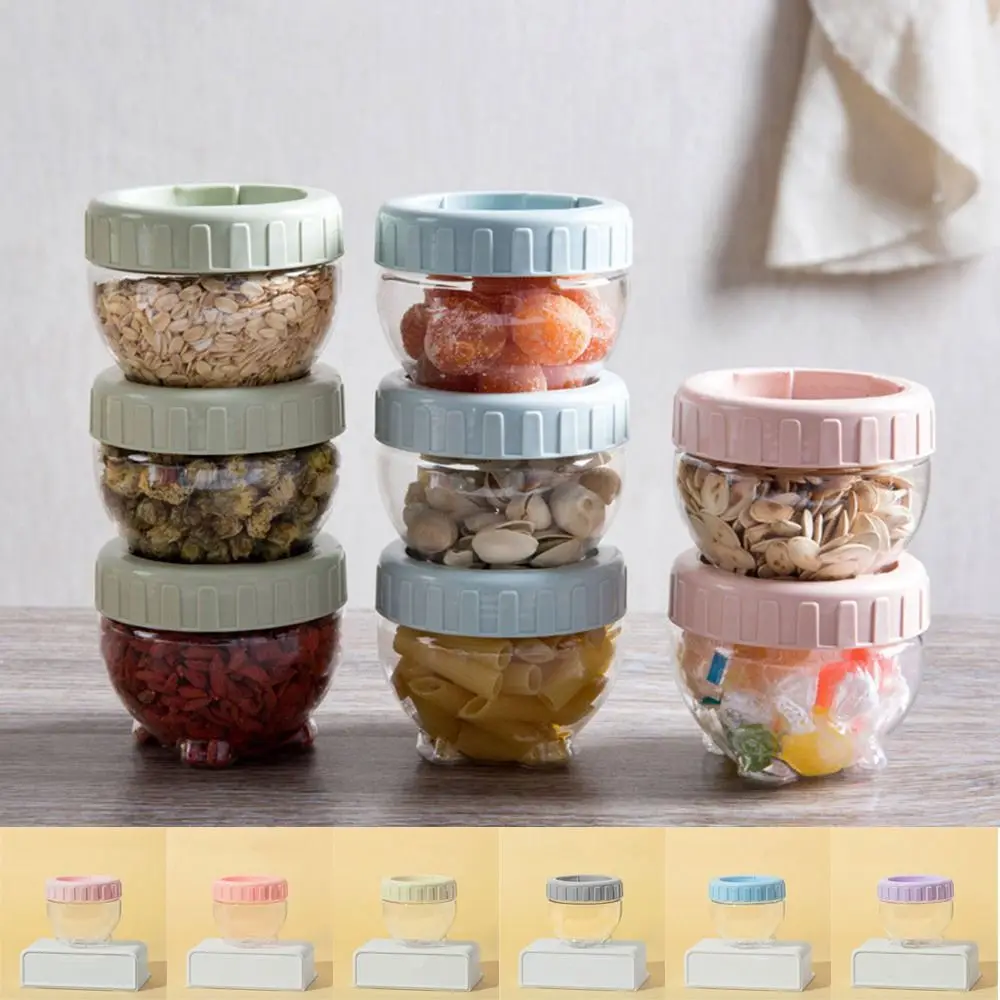 

Portable Plastic Small Snack Storage Jar Airtight Sealed Food Storage Cans Freshkeeping with Lid Dry Food Canister Home