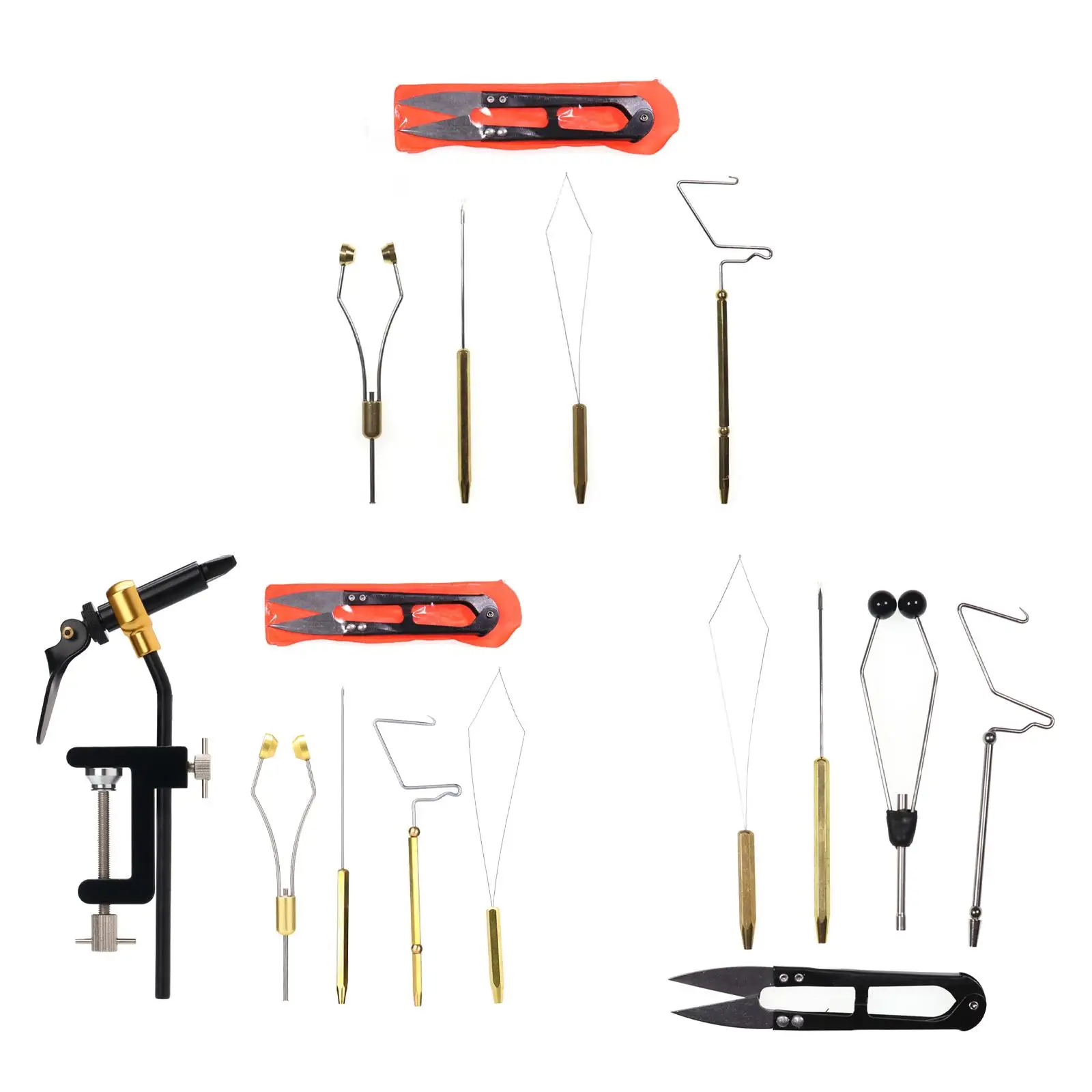 Complete Fly Tying Tool Set Metal Vise with Bobbin Holder Threader and Scissors for Professional Fly Making Projects