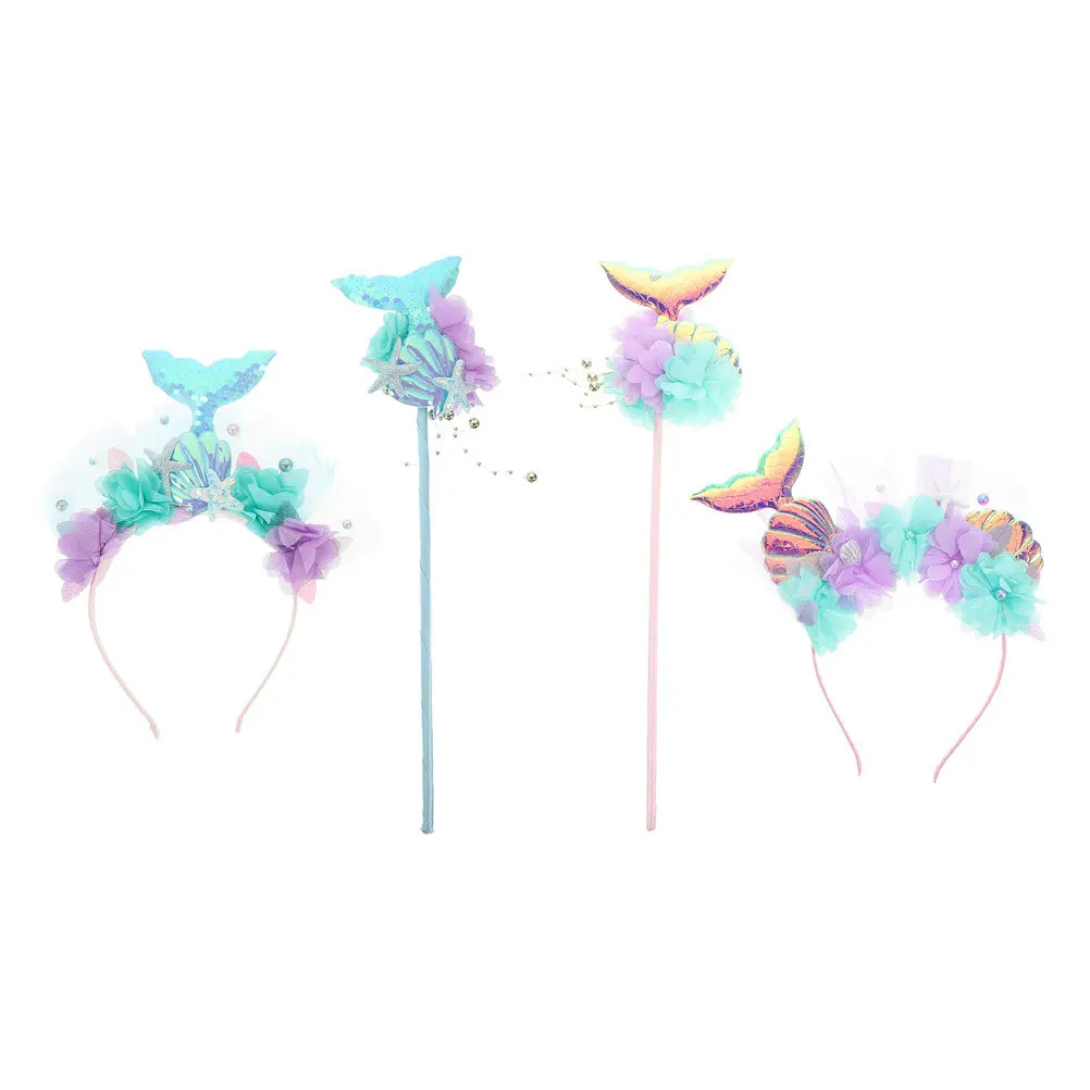 

1 Set Mermaid Headband Girls Sequin Tail Hair Accessories Costume Party Birthday Decoration Cute Princess Band For Women Baby