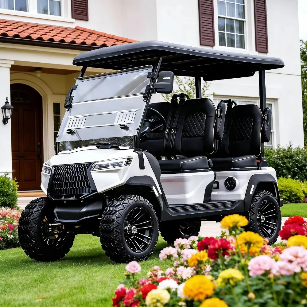 4 Seater Compact Electric Golf Cart, Long Range Durable Golf Buggy, Utility Vehicle for Golf Course Farm Ranch
