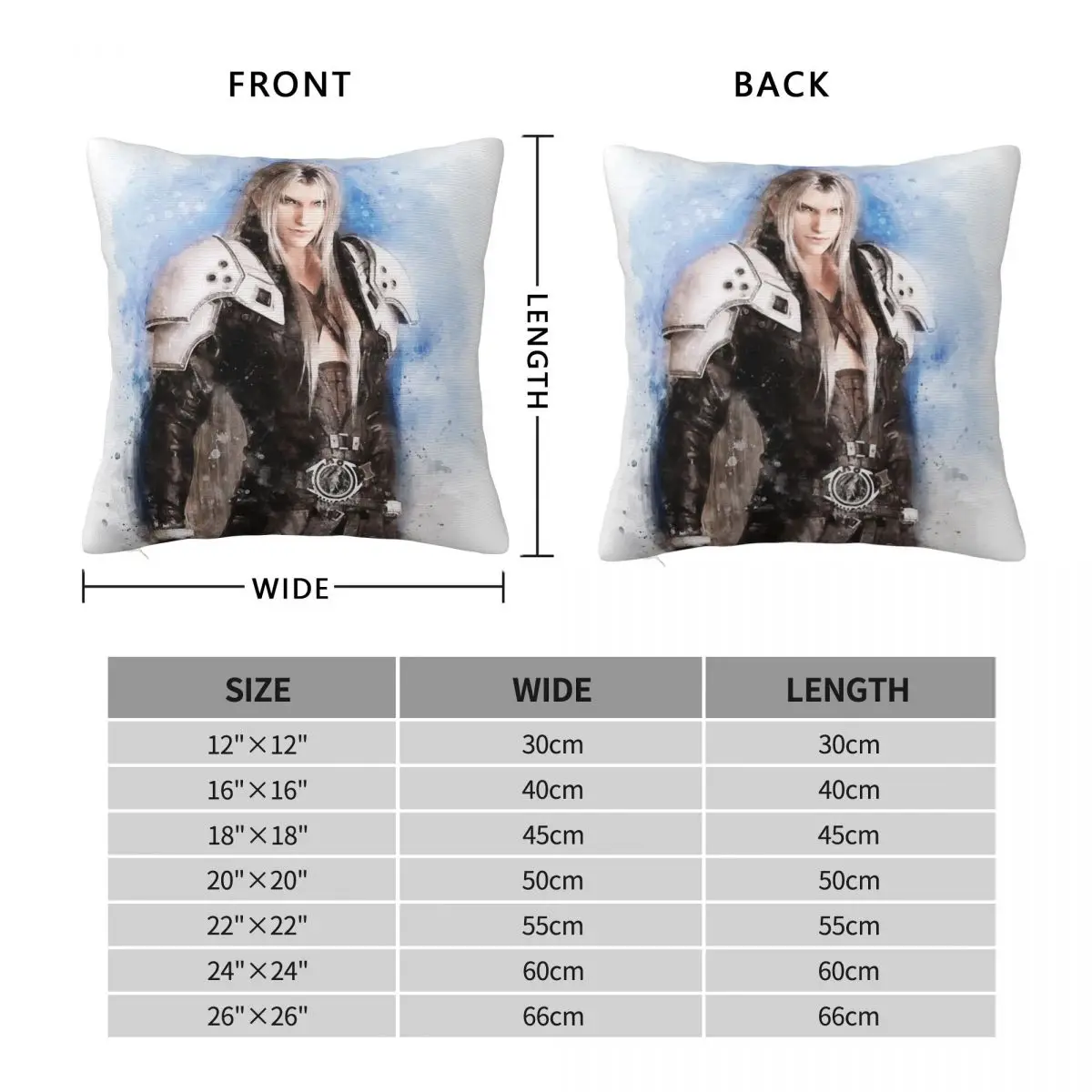 Final Fantasy Sephiroth Pillowcase Polyester Linen Velvet Pattern Zip Decorative Sofa Seater Cushion Cover 45x45