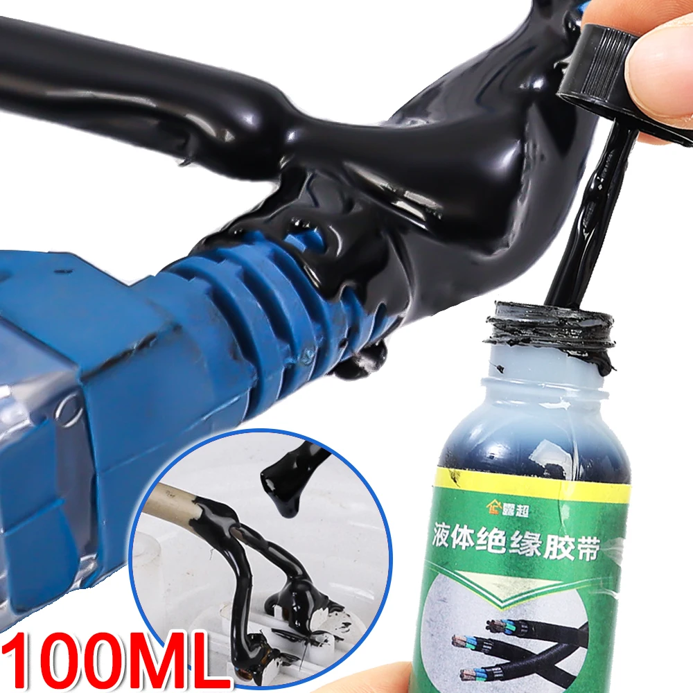 100ml Liquid Insulating Tape Electrical Repair Rubber Wire Cable Paste Coat Fix Line Glue Wide Range Water Liquid Insulation