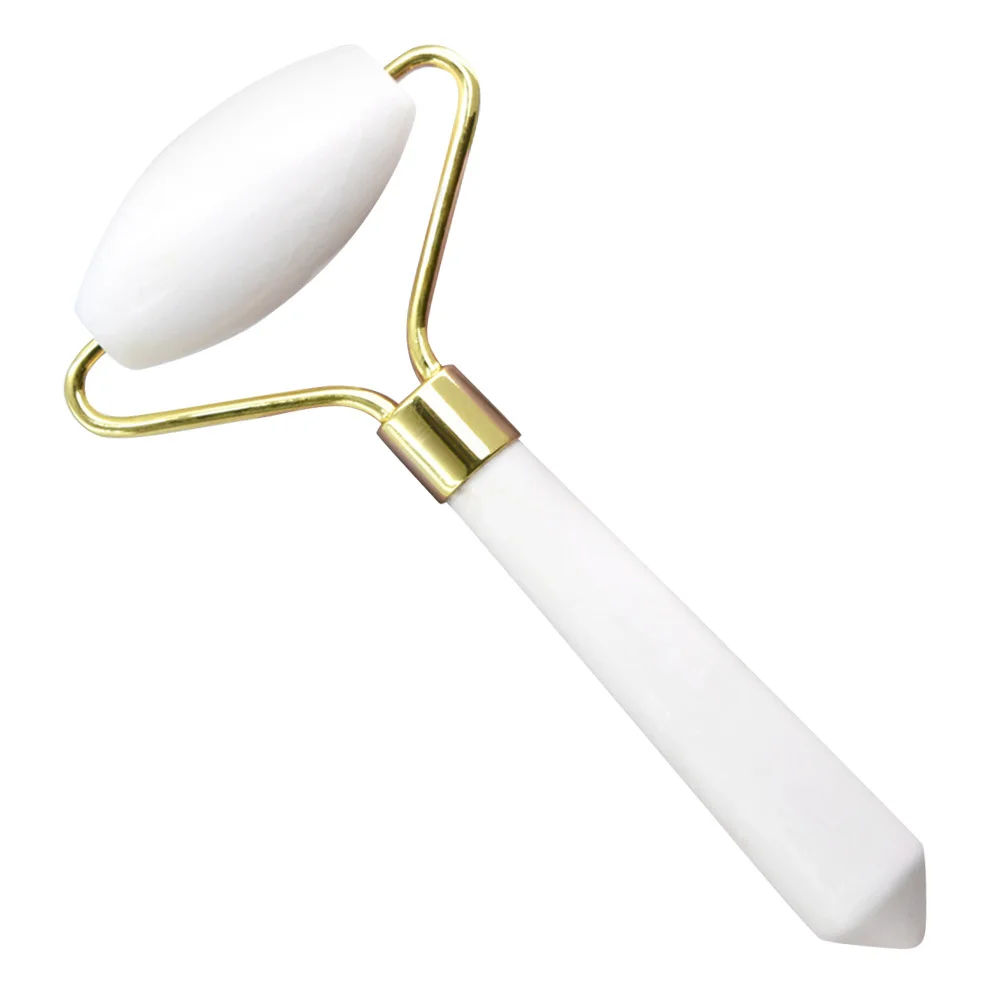 Natural White Jade Roller Facial Massage Tool for Puffiness Redness Relief Lightweight Portable Skin Care Beauty Face Massager