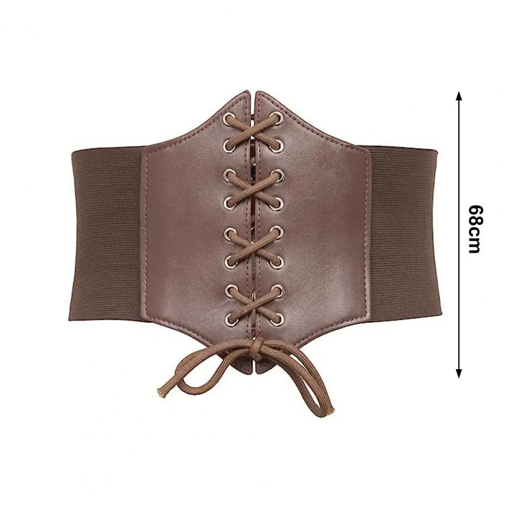 Cinture elastiche larghe per corsetto da donna cintura elastica in vita cintura larga con lacci tinta unita abiti in similpelle top Cincher in vita