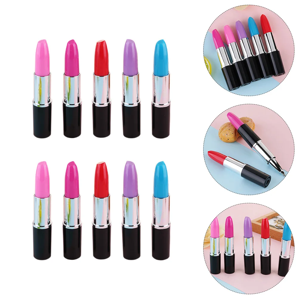 15 Pcs Ballpoint Pen Quick-drying -Point Marker Lipstick Beautiful Sign Plastic Shape