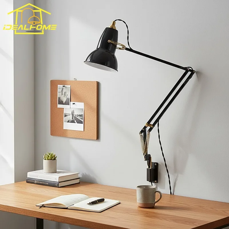 American Medieval Retro Telescopic Swing Arm Wall Lamp LED E27 Industrial Designer Wall Sconces Study Reading Studio Bedroom Bar