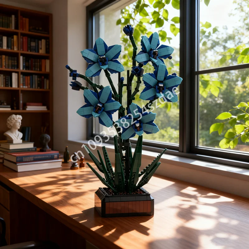 

1049pcs MOC Blue Cymbidium Creator Experted Model Building Blocks Architecture DIY Christmas Gift Creative Toy Idea Birthday