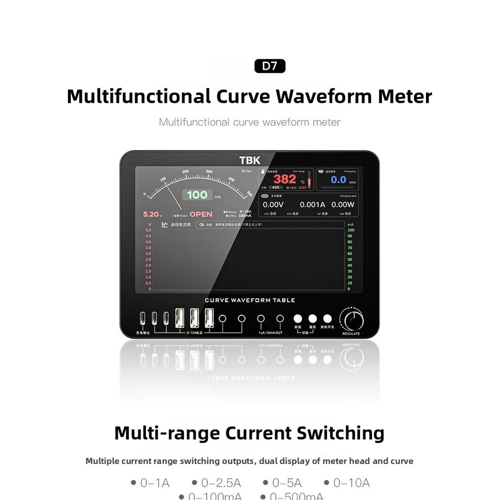 7'' Curved Current Meter Diode Gear Charging Detection Meter Curve Waveform Multi-function Measuring Meter Current Tester Meter