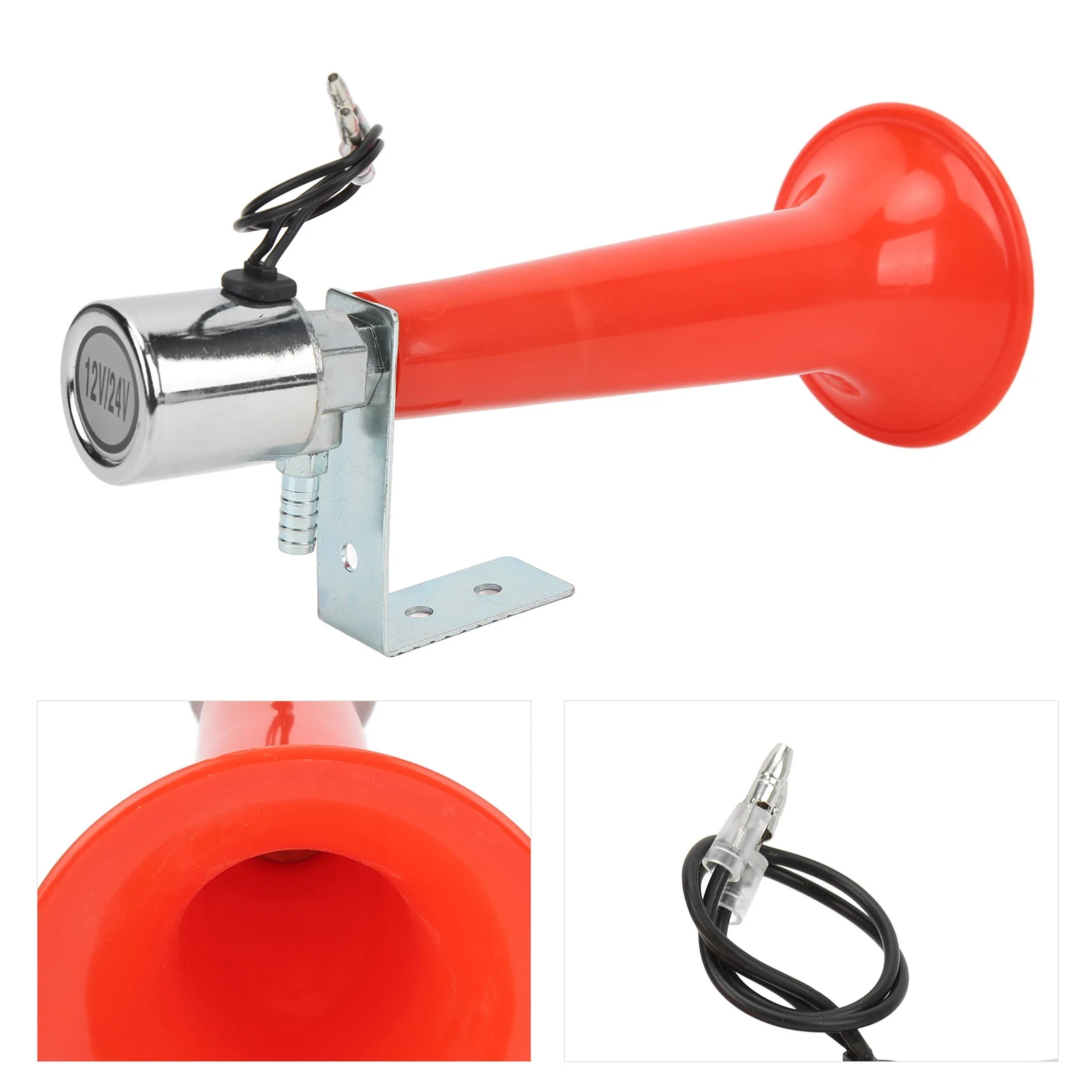 180DB Red Air Horn Universal Purpose 12V/24V Caravan Pressure Whistle Horn for Cars Trucks SUVs Motorcycles