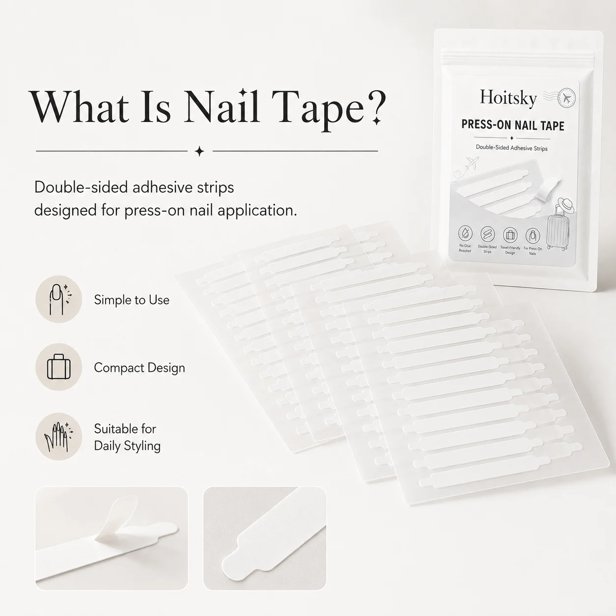140PCS Nail Adhesive Tabs Double Sided Nail Tape Transparent Nail Stickers For Press On Nails At Home Nail Styling