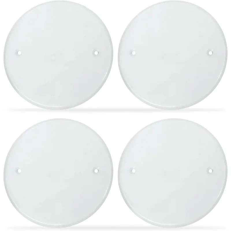 غطاء سقف معدني أبيض مقاس 5 بوصة، ثقوب متباعدة 2.75 بوصة، غطاء 3-1/2 بوصة فتحات صندوق مستديرة/مؤمن في السقف #1