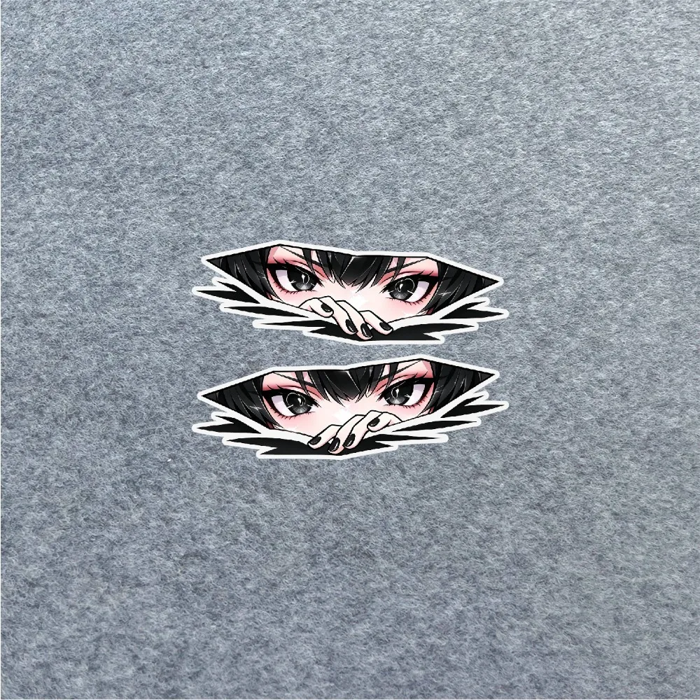 1Pair Anime Girl Peeking Eyes Stickers, Waterproof Self-Adhesive Decals for Car Motorcycle Laptop, Holiday Gift