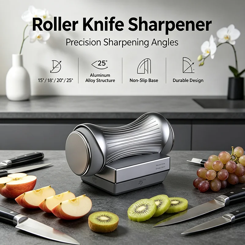 Rolling Knife Sharpener Fixed Angle Diamond Sharpening System Kit Tumbler Style Sharpening Tool for Camping and Outdoors Use