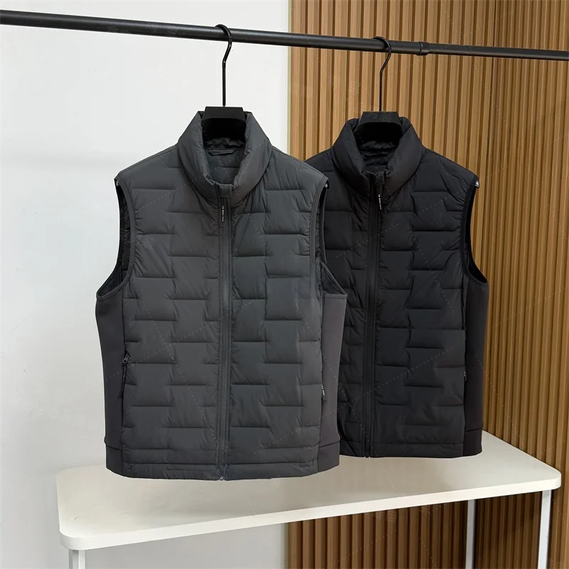 

Мужской зимний стеганый жилет-куртка из пуха с воротником-стойкой, ветрозащитный, водонепроницаемый, высококачественный, теплый, для активного отдыха, молодежный