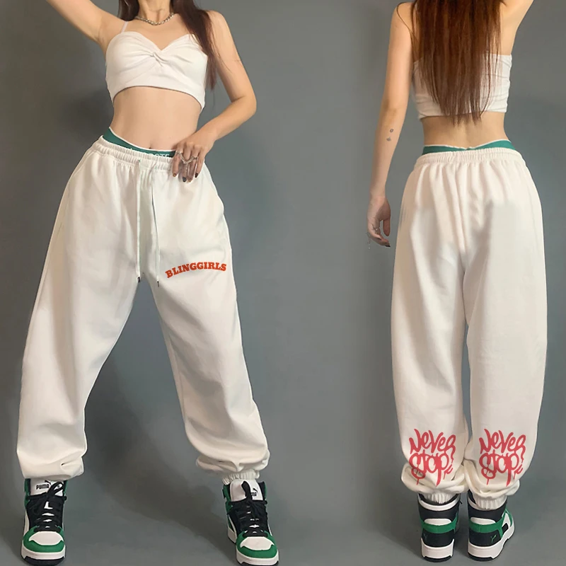Loose Casual Jazz Dance Women's Sweatpants High Waist Street Sle Printed Trousers Harlan Pants Cotton Fabric Long Trousers